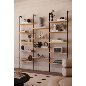 Dekoratif Tasarım Duvara Monte 14 Raflı Kitaplık Ofis-Salon-Ev Rafı- Kolay Kurulum- Ofis Rafı