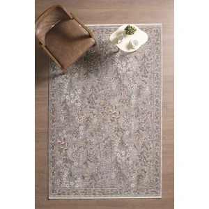 Frezia Floral Bambu Polyester Oturma Odası Salon Mutfak Halısı Eskitme Çiçekli Vintage Halı