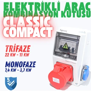 "Classic Compact'' Trifaze Elektrikli Araç Kombinasyon Kutusu 5X32A+1X16A, V i k o/P a n a s o n i c, 5 Yıl Garanti