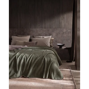 Madame Coco Caureo Tek Kişilik Jakarlı Pamuklu Battaniye - Haki/vizon