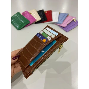Kroko Desen Fermuar Cep Bölümlü Kadın Kartlık