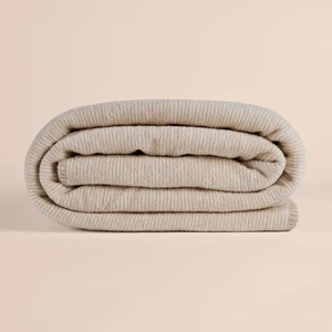 Verso Pamuklu Çift Kişilik Battaniye 200X220 cm - Bej Krem