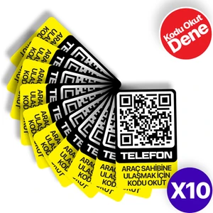 Teknoloji MEO 10'lu Paket Karekodlu Araç Numaratörü - Araç İçi Park Telefon Numarası - Akıllı Araç Etiketi (Dikey Etiket)