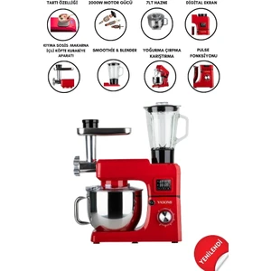 Sm 1511BML LED Ekranlı Kıyma Çekme Aparatlı Blender 7 Litre Stand Mikser Mutfak Şefi