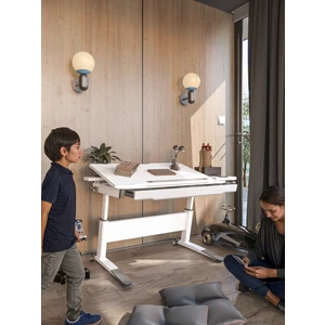 Creo Mobili Ev Ofis Kullanımı İçin Çekmeceli Çalışma Masası - 120x75 Cm, Beyaz/Gri - Sirius Basic