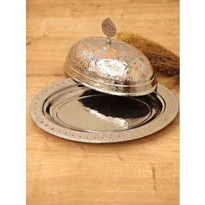 Kapaklı Kayık Sahan Çift Renk İşlemeli Bakır