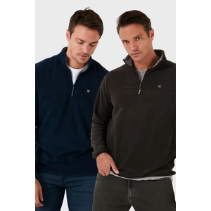 Slim Fit Anti-Pilling Tüylenme Yapmayan Bato Yaka Şardonlu 2'li Paket Polar Erkek POLAR 5906001S2