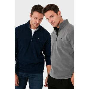 Slim Fit Anti-Pilling Tüylenme Yapmayan Bato Yaka Şardonlu 2'li Paket Polar Erkek POLAR 5906001S2