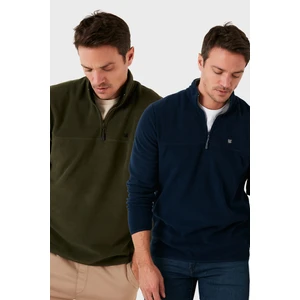 Slim Fit Anti-Pilling Tüylenme Yapmayan Bato Yaka Şardonlu 2'li Paket Polar Erkek POLAR 5906001S2