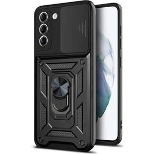 S21 Fe Uyumlu Kılıf Kamera Korumalı Sürgülü Yüzüklü Armor Military Tank Zırh