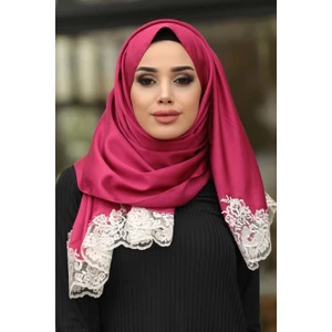 Neva Style - Dantelli Ipek Görünümlü Tesettür Şal 1507