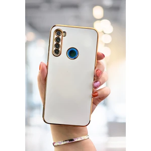 Xiaomi Redmi Note 8 Kılıf Parlak Kenarlı Altın Işlemeli Kamera Korumalı Kapak
