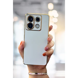 Xiaomi Redmi Note 13 Pro 4g Kılıf Parlak Kenarlı Altın Işlemeli Kamera Korumalı Kapak