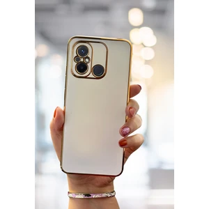 Xiaomi Redmi 12C Kılıf Parlak Kenarlı Altın Işlemeli Kamera Korumalı Kapak