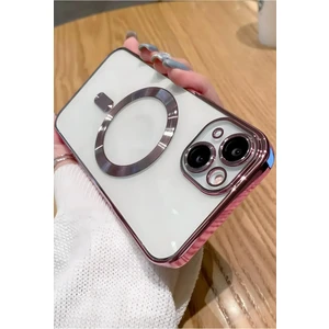 Apple iPhone 13 Kılıf Kamera Lens Korumalı Magsafe Şarj Kilifi Şeffaf Renkli Yumuşak Kapak