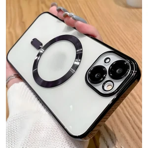 Apple iPhone 14 Plus Kılıf Kamera Lens Korumalı Magsafe Şarj Kilifi Şeffaf Renkli Yumuşak Kapak