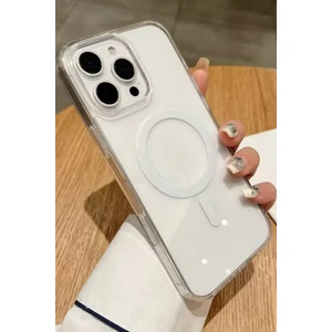 Apple iPhone 16 Pro Max Kılıf Magsafe Wireless Kablosuz Şarj Destekli Sert Şeffaf Darbe Emici Kapak