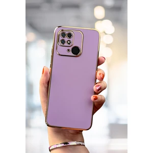 Xiaomi Redmi 10C Kılıf Kamera Korumalı Parlak Kenarlı Altın Işlemeli Kapak