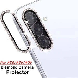 Samsung Galaxy A26 - A36 - A56 Taşlı Parlak Kamera Lens Koruyucu Cam ve Çerçeve Kamera Koruma Lensi
