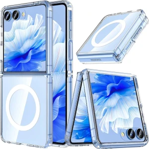 Samsung Galaxy Z Flip 7 Kılıf Magsafe Wireless Kablosuz Şarj Destekli Sert Şeffaf Darbe Emici Kapak