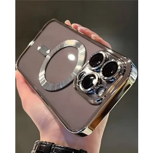 Apple iPhone 12 Pro Max Kılıf Kamera Lens Korumalı Magsafe Şarj Kilifi Şeffaf Renkli Yumuşak Kapak