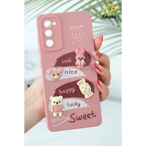 Samsung Galaxy S20 Fe Uyumlu Kılıf Tasarımlı Desenli Kamera Korumalı Tavşan Pembe Yumuşak Silikon Kapak