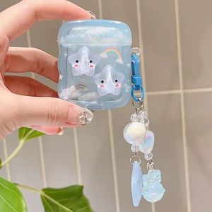 Airpods 1. Nesil ve 2. Nesil Uyumlu 3D Yıldız Oyuncak Gökkuşağı Askılı Tutamaçlı Kulaklık Kılıfı