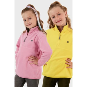 Yumuşak Dokulu Fermuarlı Dik Yaka Şardonlu 2'li Paket Polar Çocuk Polar 5905002S2