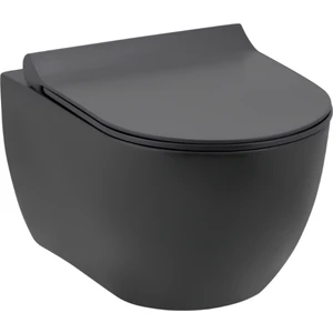 Hill Kanalsız Mat Antrasit Asma Klozet A031291H,Hill Duroplast Yavaş Kapak