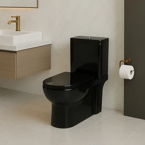 Modern Siyah Duvara Sıfır Klozet Takım MOD.K022B,Modern Duroplast Yavaş Kapak