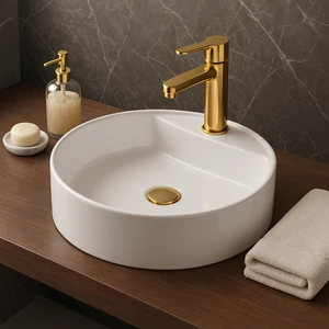 Zunih Beyaz Oval Delikli Lavabo 45 Cm NEW.L049 (5017)