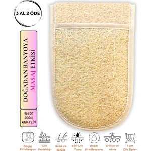 İlaslan Kozmetik %100 Doğal Kabak Eldiven Kese Peeling Cilt Arındırma Siyah Nokta ve Ölü Deri Karşıtı Tüm Cilt Tipleri