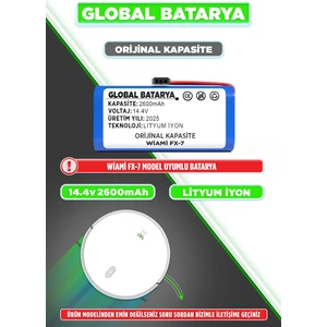 Global Batarya Wiami Fx7 Uyumlu Akıllı Robot Süpürge Bataryası 14.4v 2600mAh Li-ion Pil (Orijinal Kapasite)