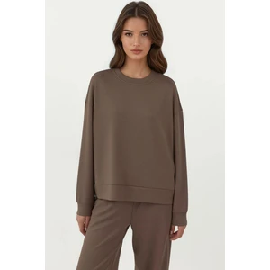 Kadın Modal Touch Basic Sweatshirt Kahve Kahvesi