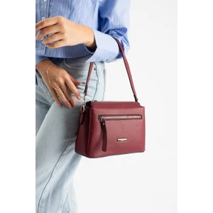 Asel Çanta , Çok Gözlü , bordo bayan Omuz ve Çapraz Çantası