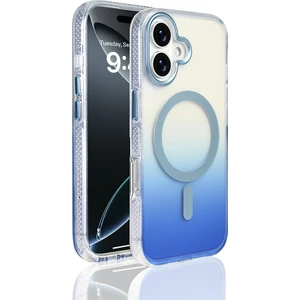 Nova Global Apple iPhone 17 Kılıf M-Safe Şarj Özellikli Transparan Renk Geçişli Zore Toros Kapak Mavi