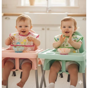 6-18 Ay 2'li Su Geçirmez Eva Kumaş Cırtlı Bebek Mama Önlüğü