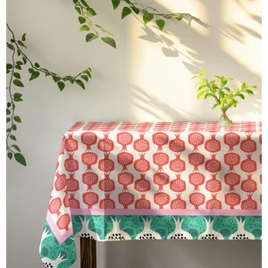 Casa Suki Bereket Narları Desenli Kırmızı Beyaz Yeşil Renkli,Dertsiz Masa Örtüsü