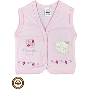 Unisex Bebek Ikiz Nakışlı %100 Organik Pamuklu Penye Bebek Yelek