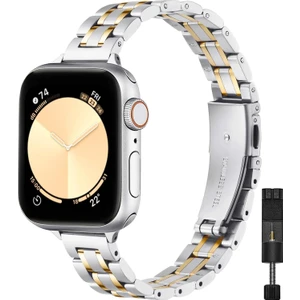 Apple Watch 11-10 42MM 9 8 7 41MM 6 5 4 Se 40MM 38MM Uyumlu 5 Parçalı Bakla Çelik Kordon