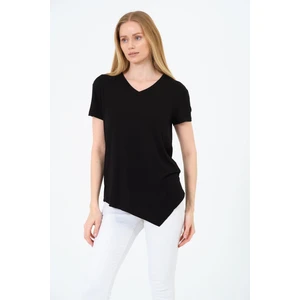 Kadın Kısa Kollu Oversize V Yaka T-Şhirt