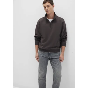 0S10278-70219 Yarı Fermuarlı Kahverengi Basic Sweatshirt