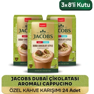 Dubai Çikolatası Aromalı Cappucino Özel Kahve Karışımı 8 x 19,5gr 3'lü Paket