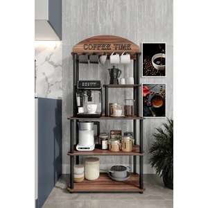 Dekoratif Çok Amaçlı Katlı Coffee Tıme Kahve Köşesi Ceviz Madran 39  cm   x  69  cm