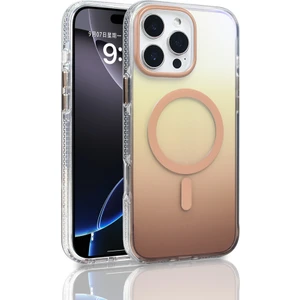 Apple iPhone 16 Pro Max Kılıf M-Safe Şarj Özellikli Transparan Renk Geçişli Zore Toros Kapak Gold
