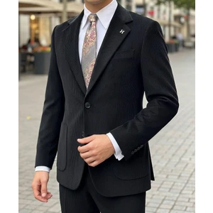 Modern Fit Siyah Kadife Ceket