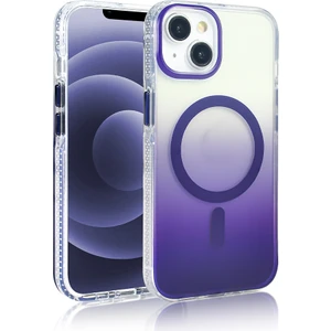 Apple iPhone 13 Kılıf M-Safe Şarj Özellikli Transparan Renk Geçişli Zore Toros Kapak Mor