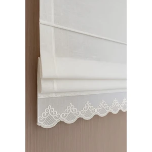 Katlamalı Tül Perde – Krem Keten Zemin Altı Dantelli Mekanizmalı Perde