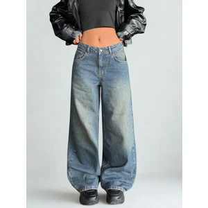 Kadın Bol Kalıp Kot Pantolon Lacivert