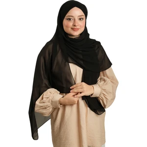 Hürrem Bone Siyah Arkadan Bağlamalı Şal Şifon Çapraz Üç Bantlı 1457_01